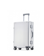 POSHPOSH Aluminium Cabin suitcase in anodised aluminium, telescopic handle extended