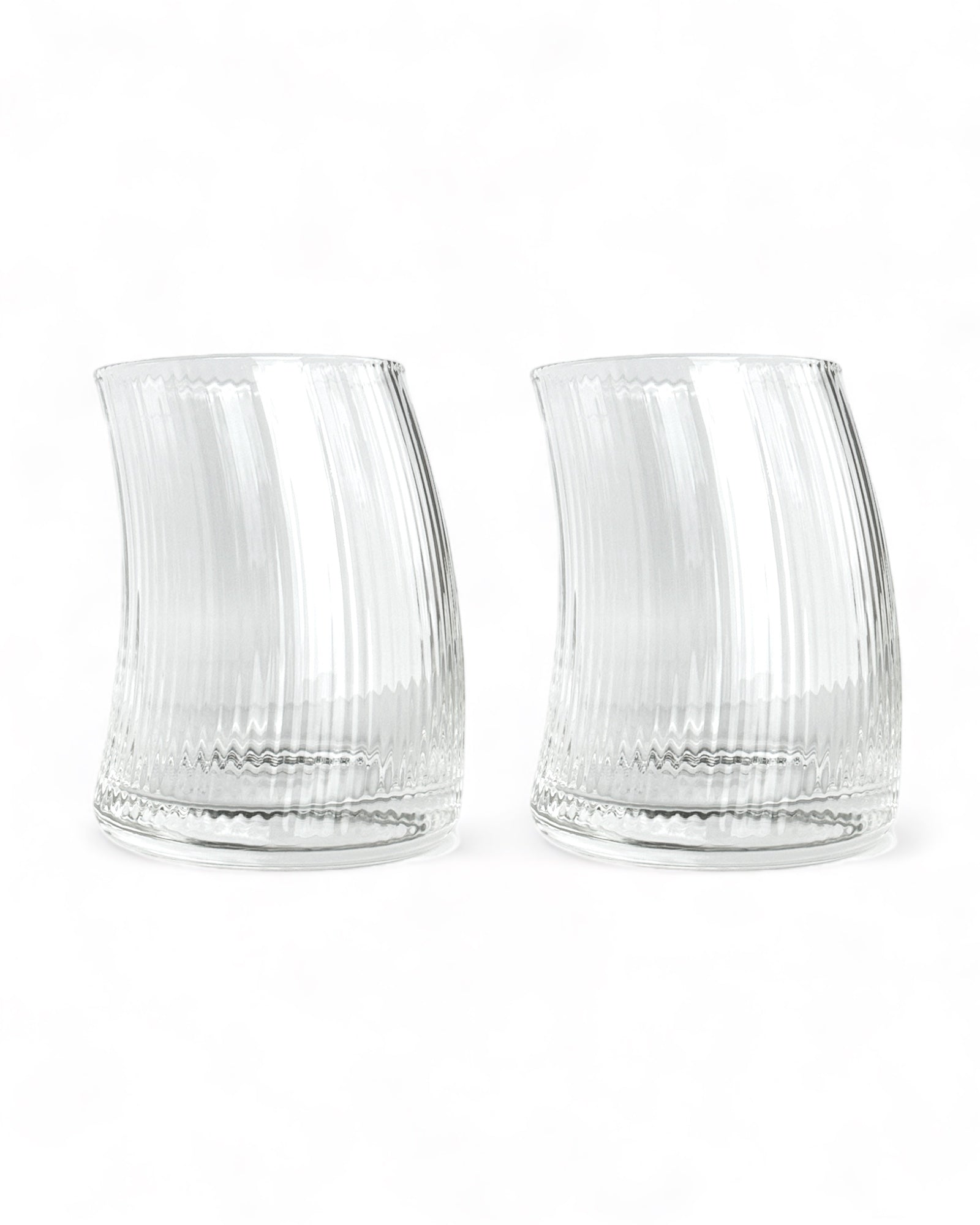 2 Emily curved drikkeglas i riflet design