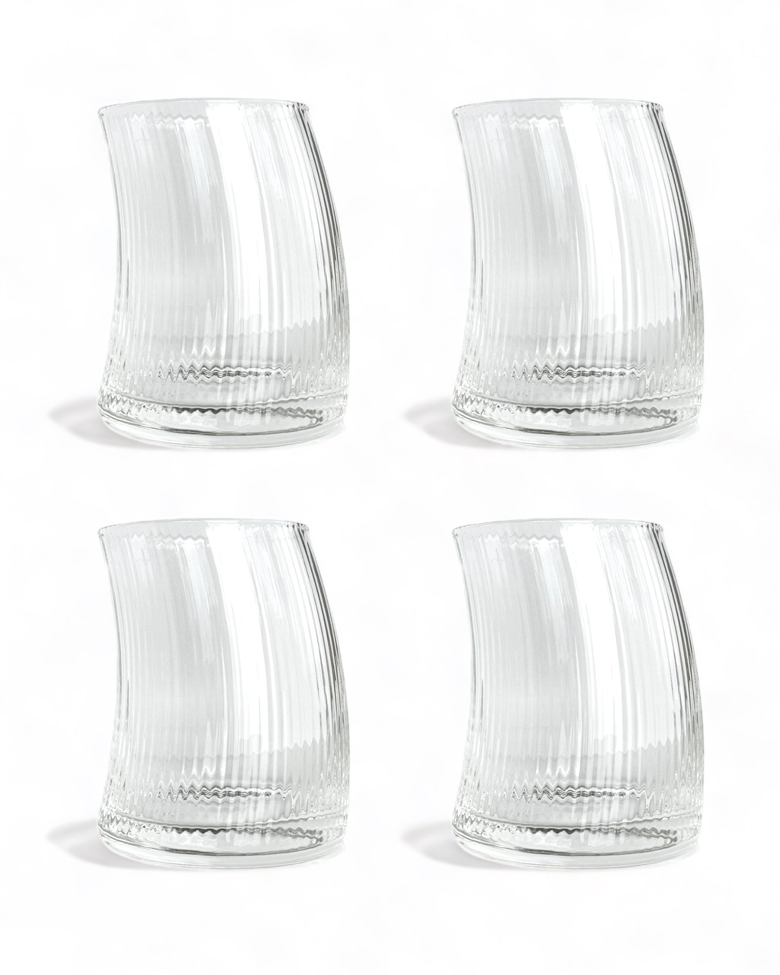 4 Emily curved drikkeglas i riflet design