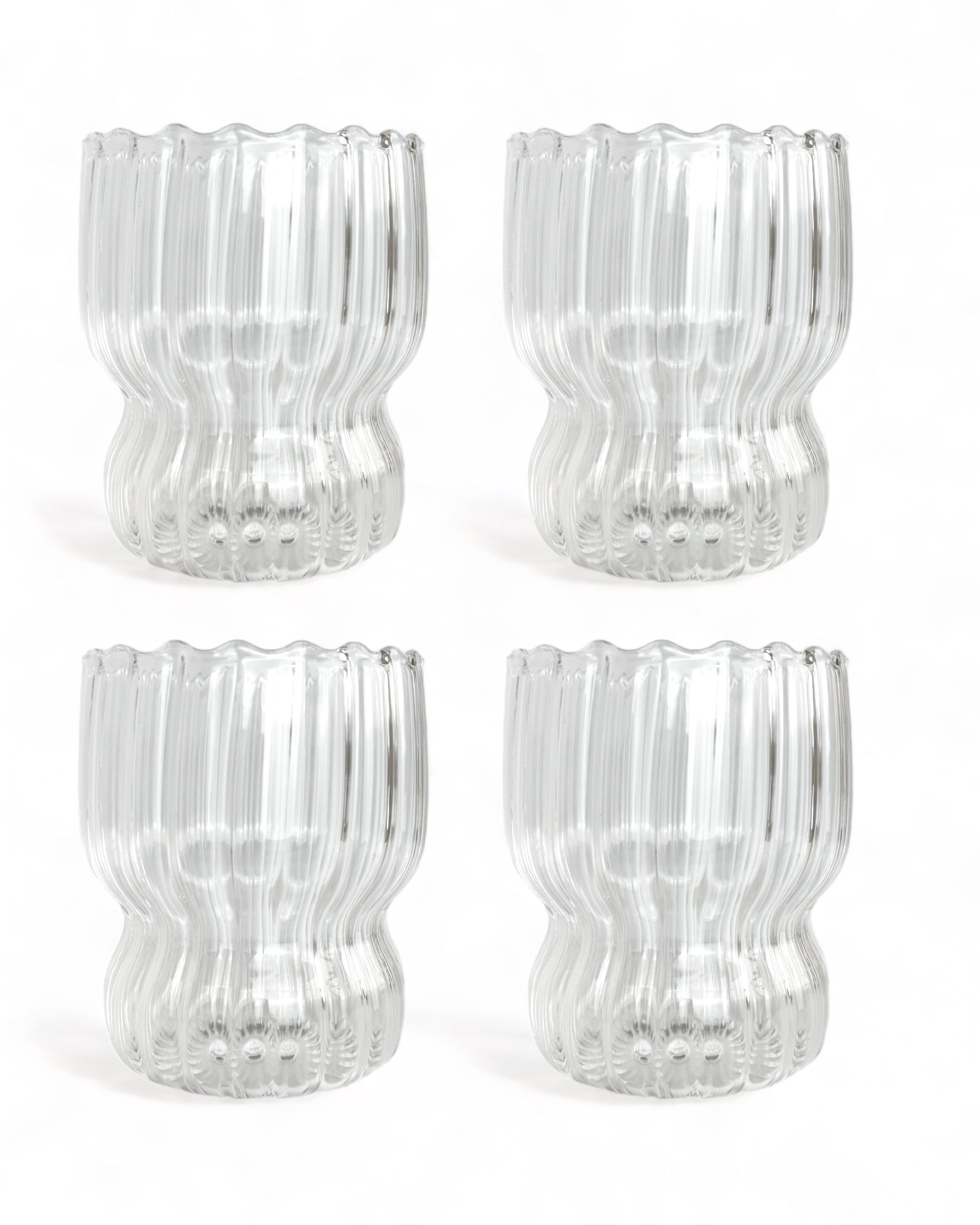 4 Harper drikkeglas i riflet glasdesign