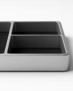 POSHPOSH Aluminium Tray, close-up of the machined aluminium edges and rounded corners