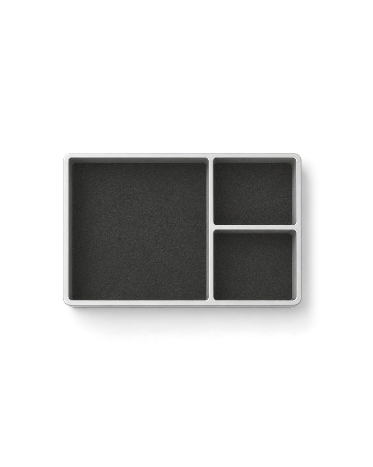 POSHPOSH Aluminium Tray seen from above, one large and two small compartments