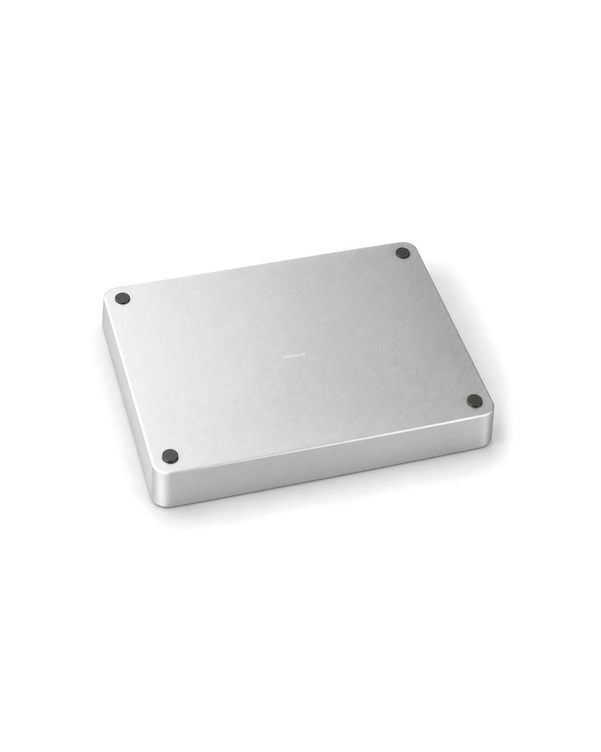 The underside of the POSHPOSH Aluminium Tray, with a silicone foot in each corner